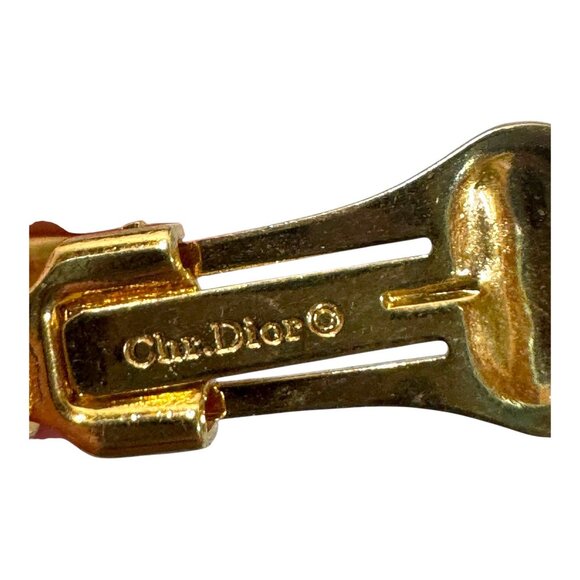 Christian Dior Vintage Gold-Tone Clip-On Earrings Enamel Swirl Twisted Design - Picture 4 of 8